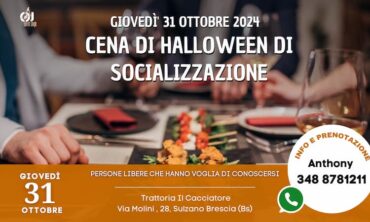 Giovedì 31 Ottobre 2024 Cena di Halloween di Socializzazione (Bs)