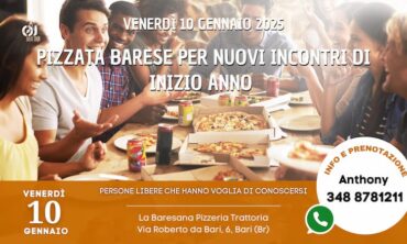 Venerdì 10 Gennaio 2025 Pizzata Barese per Nuovi Incontri di inizio anno (Ba)